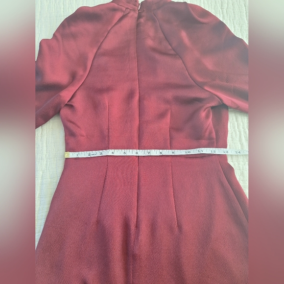 Express Burgundy Satin Long Sleeve Mini Dress - Picture 7 of 11